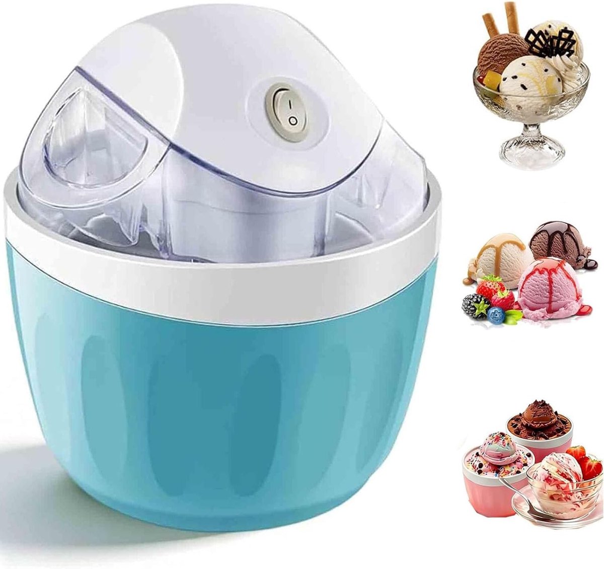 Mini IJsmachine - Dessertmaker - Zelf Desserts Maken - Snelle Bereiding - 500 ml - Blauw