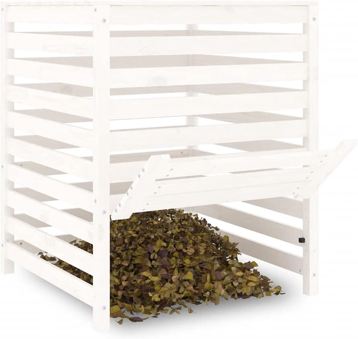 Compostbak Hout - Gft Bak - Tuinafval Verwerken - Grote Capaciteit - 82.5x82.5x99.5cm - Wit
