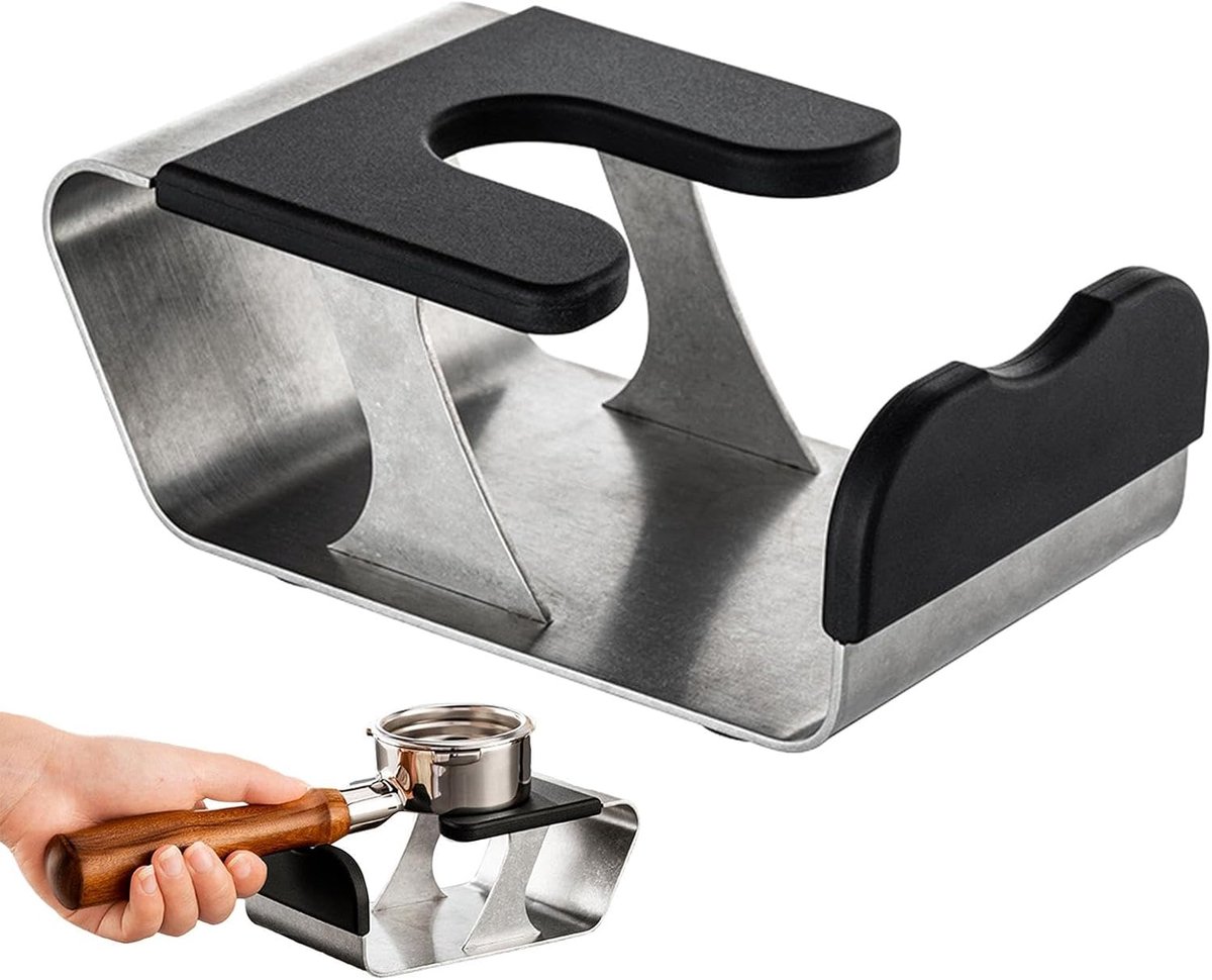 Koffie Tamper Station - Koffie Accessoires Houder - Koffie Bereiden - Roestvrij Staal - 15.5 Centimeter - Zilver