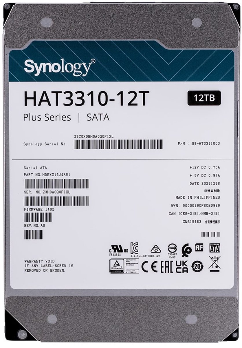 Synology Plus Series - Interne Harde Schijf - NAS HDD - 256MB Cache - 12TB