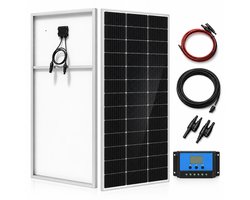 CINK Solar Zonnepaneel Set 320W - 2 Monokristallijne Panelen - Met Aluminium Frame en 12V/24V Laadregelaar - Voor Camper, Caravan, Boot en Woningdak - Zwart en Zilver