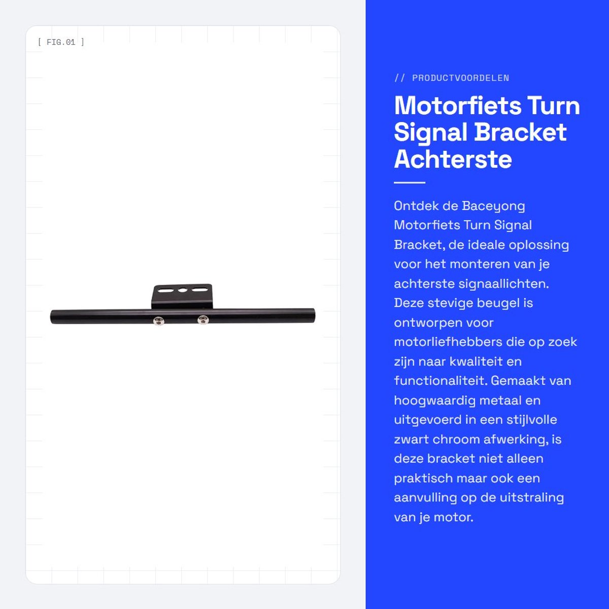 Dailygoods- Knipperlichtbeugel Zwart Chroom - Achterste Montage - Geschikt voor Motorfietsen - Schokbestendig - Duurzaam Metaal - Inclusief 1 Beugel - Knipperlichtsteun