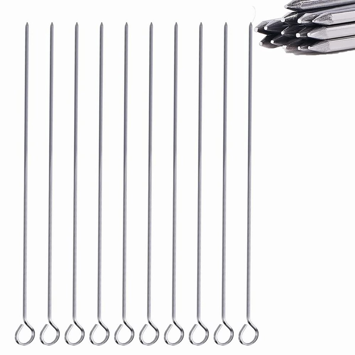 Dailygoods- Barbecue Spiesjes Roestvrij Staal - Herbruikbare Grill Kebab Spies - 29,5 cm Lange Spiesjes - Pack van 10 - Schokbestendig en Corrosiebestendig - Grillspiesjes