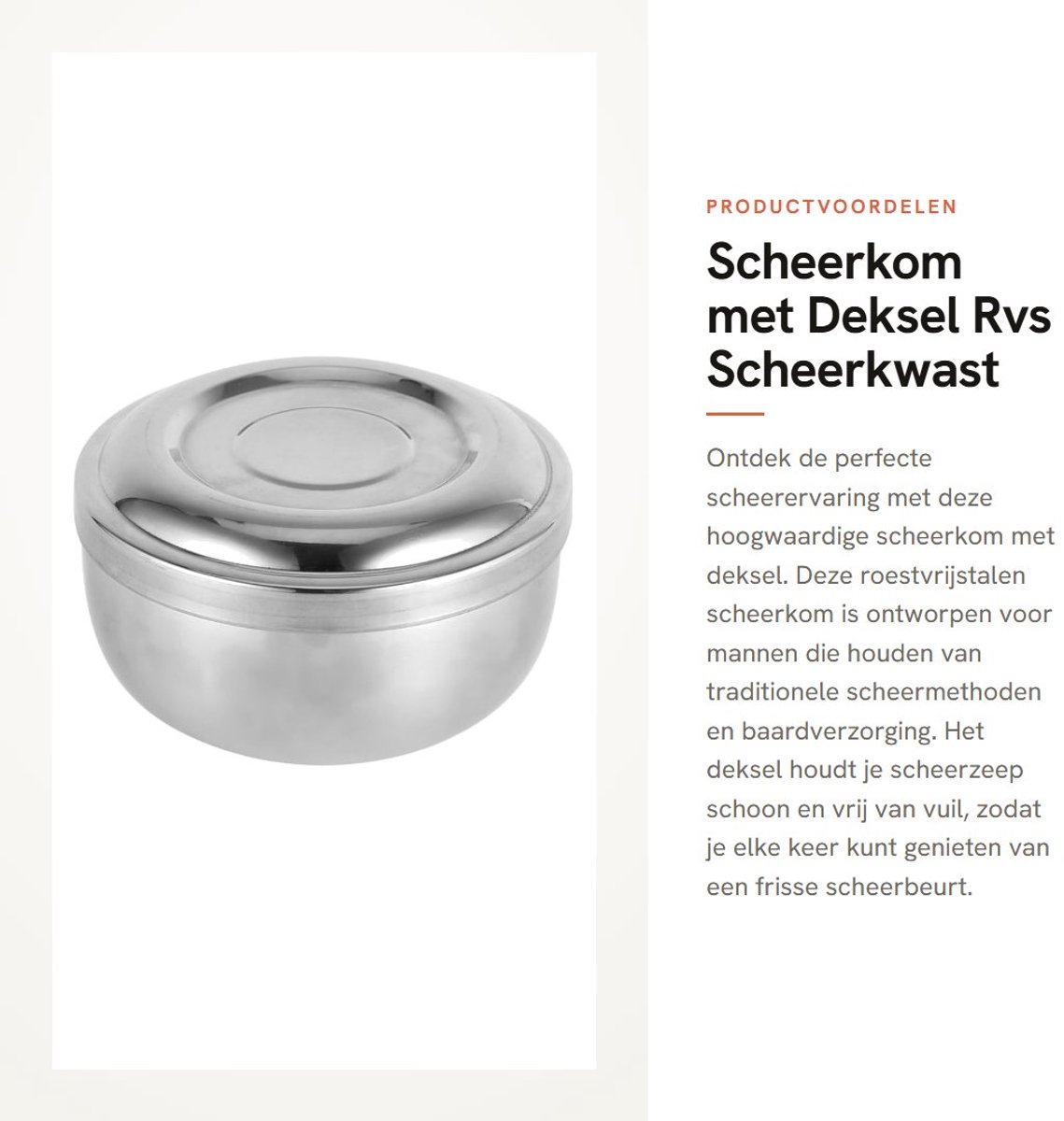 Dailygoods- Scheerkom met Deksel - Roestvrij Staal - Scheerzeep - Scheerkwast - Haarverzorging - Makkelijk te Reinigen - Scheerschaal