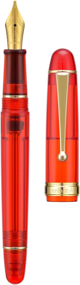 Transparante Rode Acryl Vulpen met Medium Nib en Grote Capaciteit, Inclusief Cadeauverpakking voor Schrijfliefhebbers