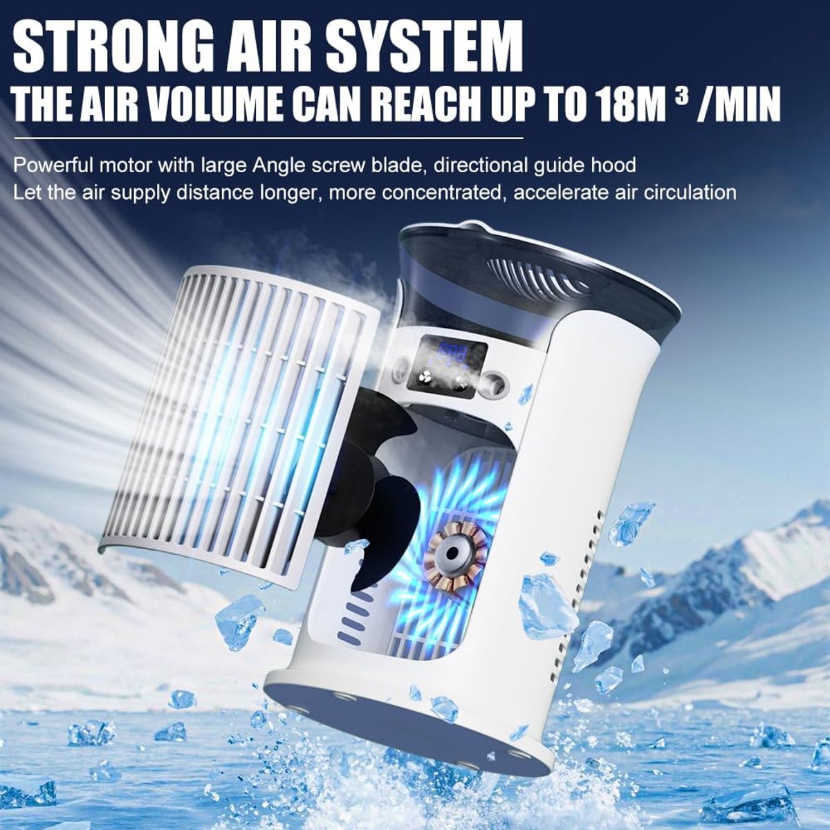 Mini-draagbare airconditioner, kleine draagbare luchtkoeler voor kamers, draagbare airco-unit, stille mobiele airconditioner zonder afvoerslang (wit) thumbnail 4