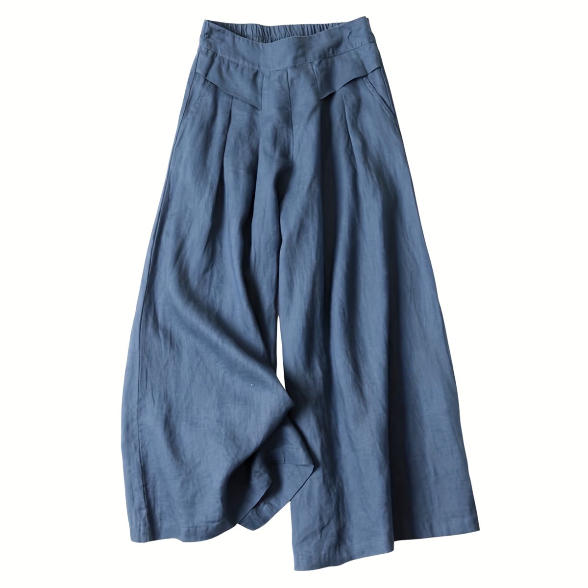 Currero Linnen Broek Dames Zomerbroek Volwassenen Lange Broek Pantalon Strandbroek Zomer Ibiza Stijl Pauwblauw
