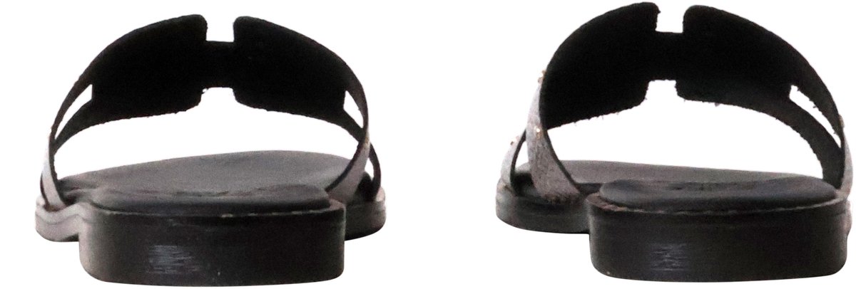 Platte leren sandalen