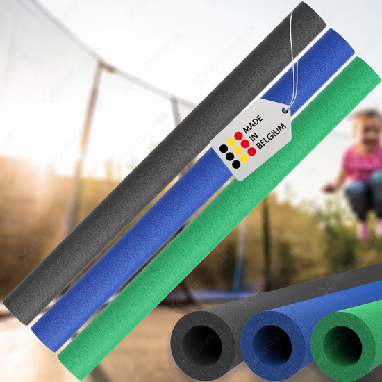 Schuimrubberen trampoline - Stangbescherming buizen - Veilig springen - Eenvoudig te bevestigen - 100 cm lengte - Mix antraciet blauw