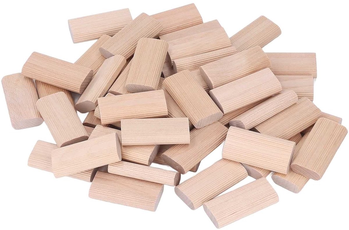 Houten Deuvels - Verbindingsblokken - Meubels Verbinden - Vlak Uitlijningsontwerp - 50 Stuks - Natuurlijk