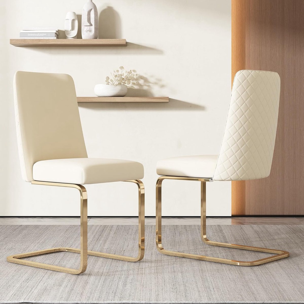 Eetkamerstoelen Set - Loungestoelen Woonkamer - Comfortabel Zitten - Ruitvormig Design - 2