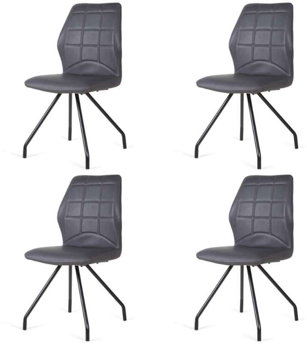Eetkamerstoel - Apollo - leer Vintage zwart (4 stuks)