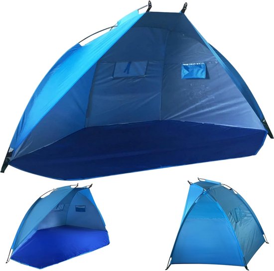 Strandtent - Kampeertent - Zonneschermtent - Tent - Waterdicht - UV-bescherming - Makkelijk mee te Nemen - 220x120x120 CM - Blauw — afbeelding 2