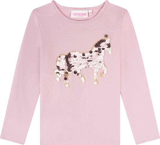 Lichtroze shirt met pailletten paard