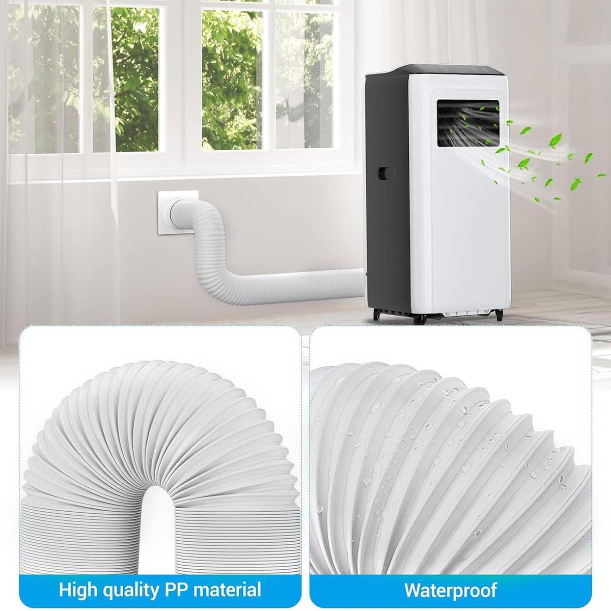 Afvoerslang en aansluitset - Koppelstuk Mobiele Airco Afvoerslang - Ø13-15cm Afvoerslang airco slang - 150 cm - Conditioner Uitlaatslang Connector - Voor ramen, airconditioning, uitlaatslangkoppeling voor afvoerbuis, pvc-airconditioning – foto 4