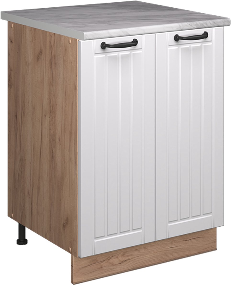 Vicco Wastafelkast Fame-Line, Wit Landhuis/Goudkleurig Eiken, 60 cm