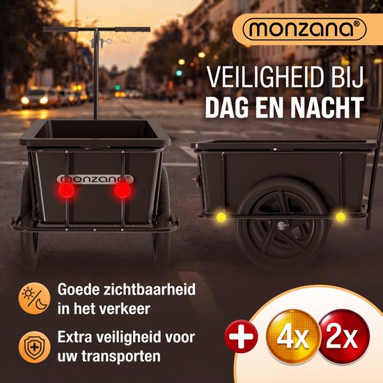 Monzana Fietskar Aanhanger - 90L Kunststof Kuip Koppeling - Zwart van Monzana — afbeelding 2