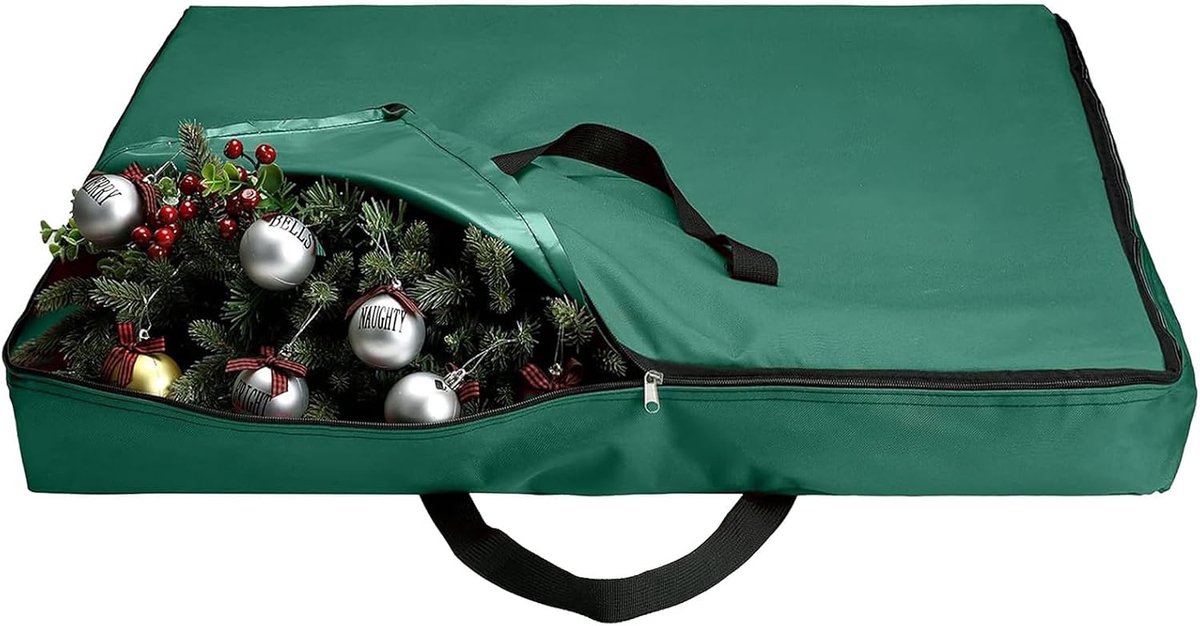 Krans Opbergcontainer - Decoratie Doos - Seizoensopslag - Duurzaam Oxford stof - 76 centimeter - Groen