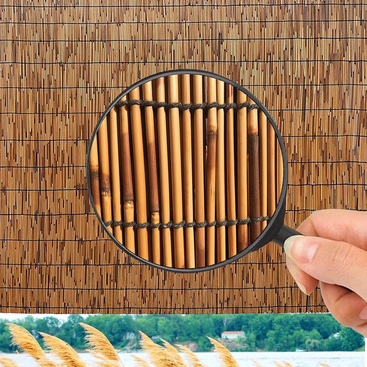 Bamboe Schutting Paneel - Natuurlijke Rol - Privacy Creëren - Handgeweven Materiaal - 122x1005cm - Natuurlijk