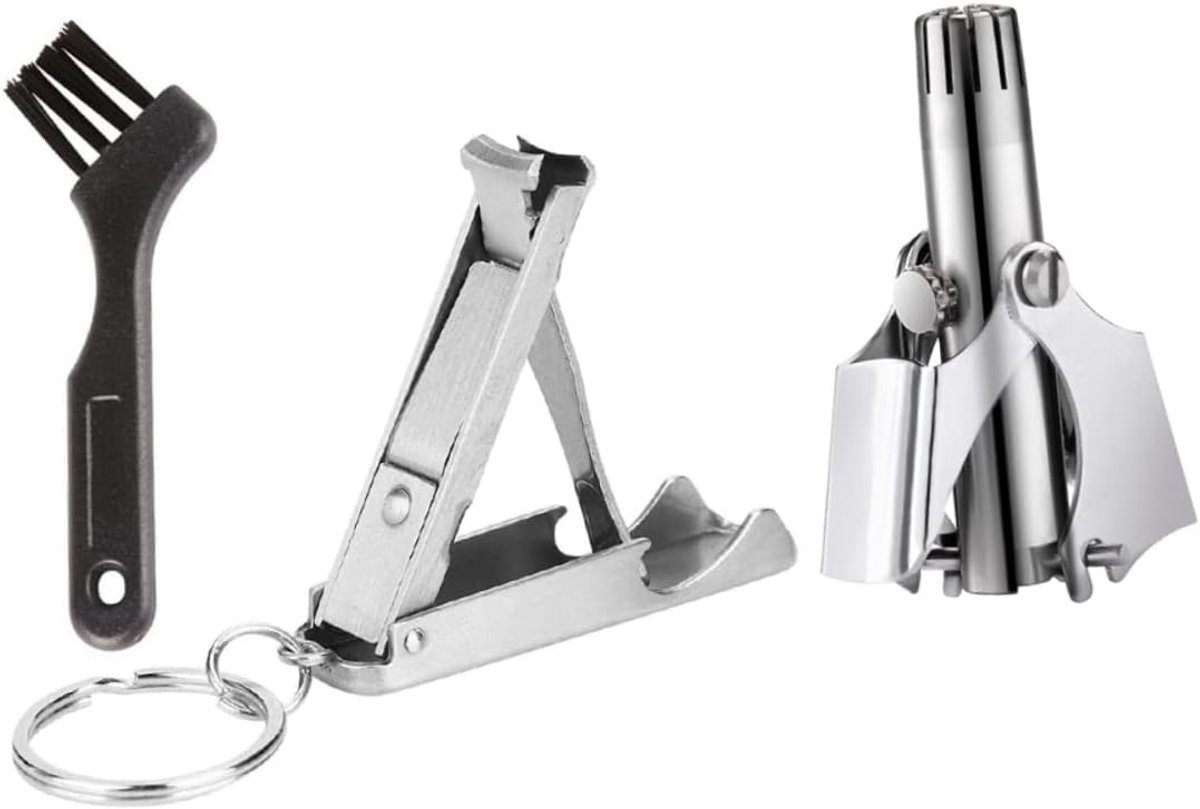 Neustrimmer Sets - Gezichtshaar Trimmer - Dagelijks Gebruik - Geen Batterijen Nodig - 2 Sets - Zilver