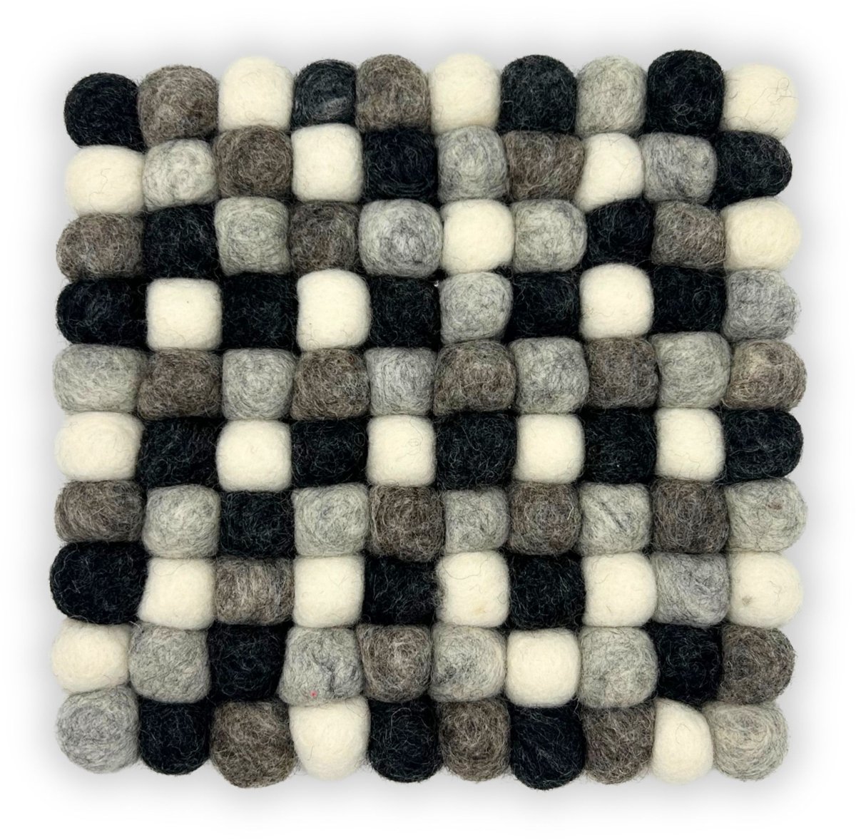 Felt Ball Square Placemat - 20cm Multi Grey Colour