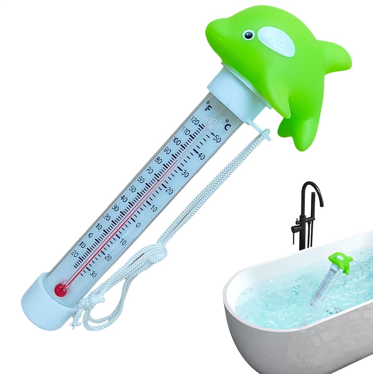 Watertemperatuur Testapparaat - Zwembadthermometer Drijvend - Water Kwaliteit Checken - Dieren Vorm - 19.1 Centimeter - Groen