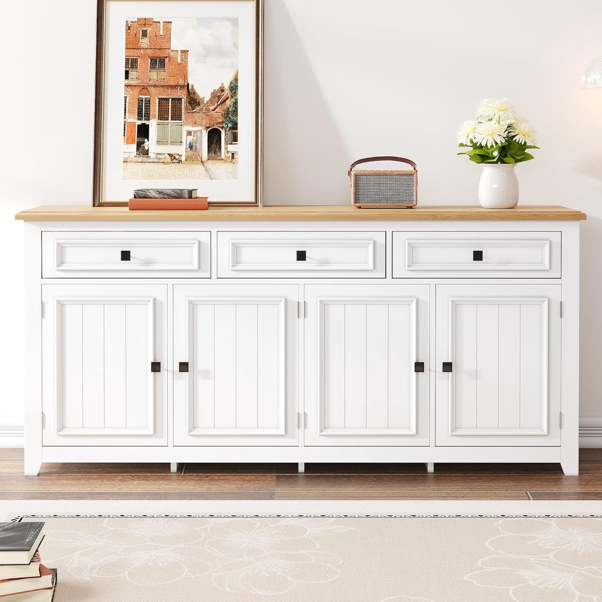 Opbergkast - Dressoir Lade - Woonkamer Organiseren - Verstelbare Vakken - 160 cm Breed - Wit
