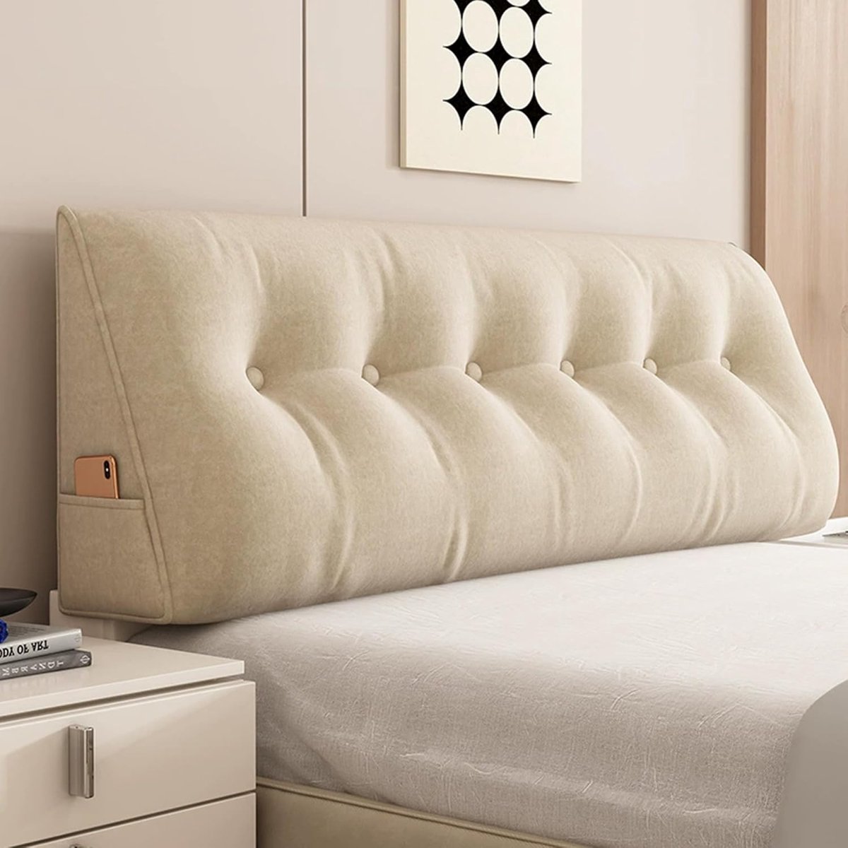 Wigkussen - Leeskussen hoofdbord - Ontspannen in bed - Afneembare hoes - 180x50x20 cm - Be