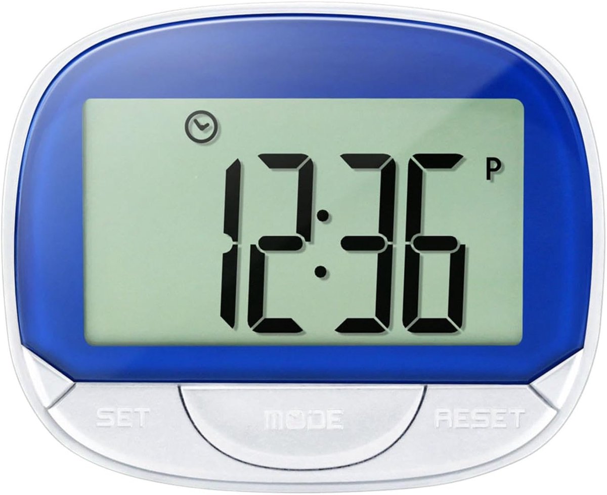 Stappenteller Clip - Activiteitstracker - Wandelen Meten - Groot Digitaal Scherm - 55mm Display - Blauw