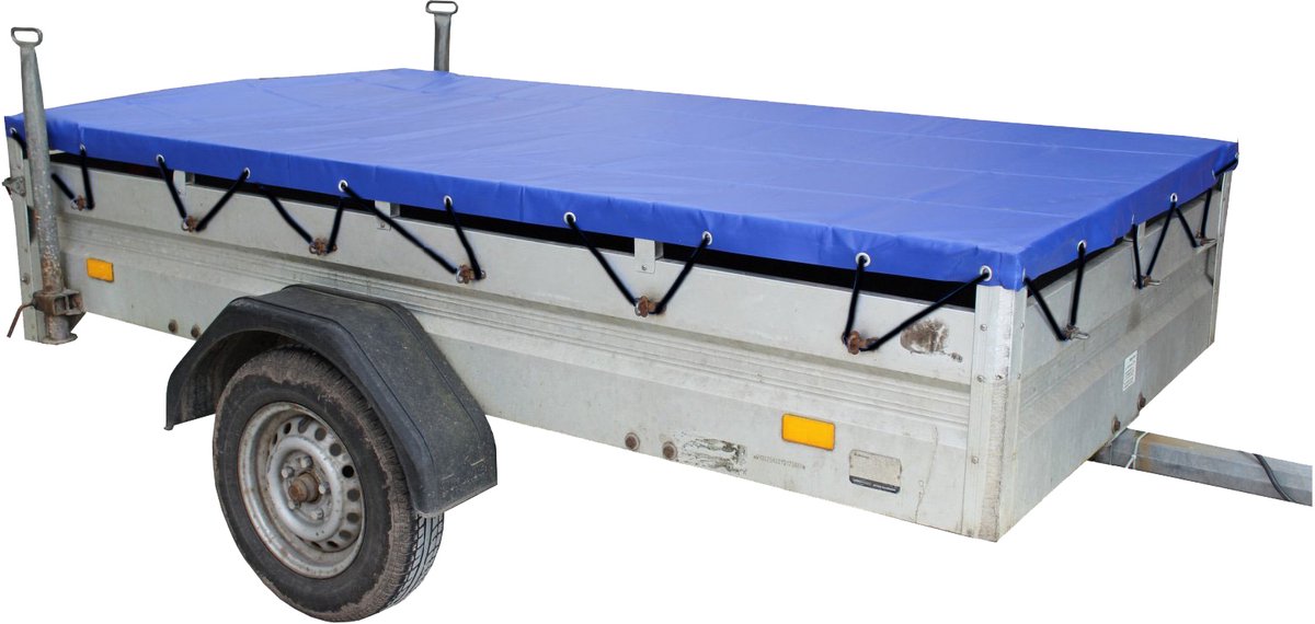 TRUTZHOLM Vlak Dekzeil 2575x1345 mm - Universeel Aanhangwagen Dekzeil met Rubberkoord - Waterdicht Stoffen Huif XL 10cm Rand