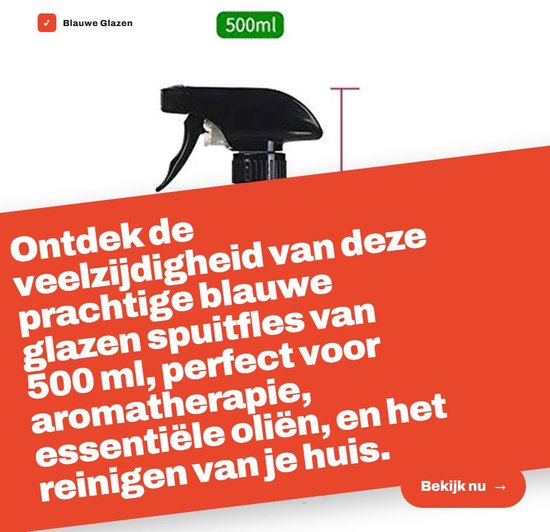 Dailygoods- Spuitfles 500 ml - Navulbare Glazen Boston-fles - Verstuiver voor Aromatherapie - Essentiële Oliën - Planten - Schoonheidsverzorging van Dailygoods — afbeelding 4