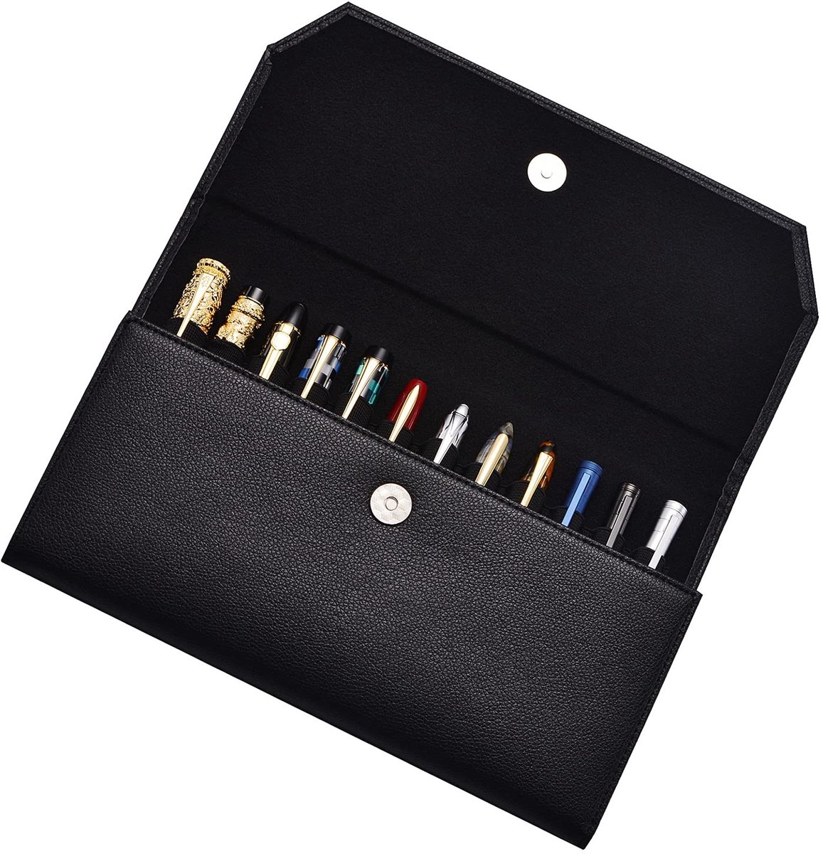 Dailygoods - Pennenetui - 12 Sleuven - Imitatieleer en Waterdicht Canvas Zwart