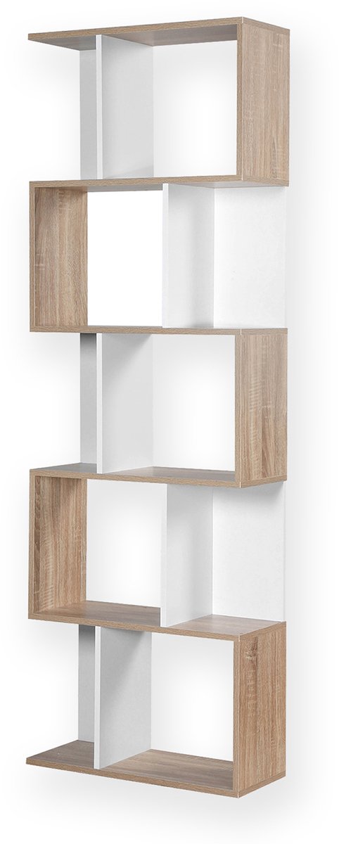 Casame CALICOSY - Multi shelf boekenkast in hout en wit decor 60x24x180cm Houtlook