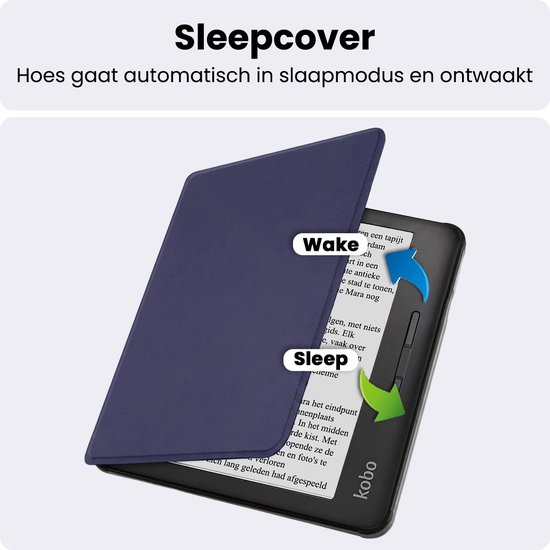 Hoes Geschikt voor Kobo Libra H2O - Luxe E-reader Bescherm Case - Hoesje Book Cover - Donkerblauw — afbeelding 3