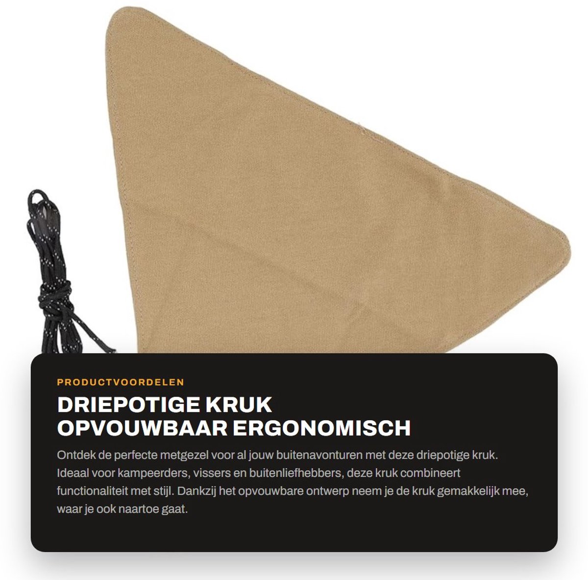 Dailygoods- Campingkruk Ergonomisch - Driehoekig - Opvouwbaar - Krasbestendig - Canvas Materiaal - Draagbaar - Zitkruk