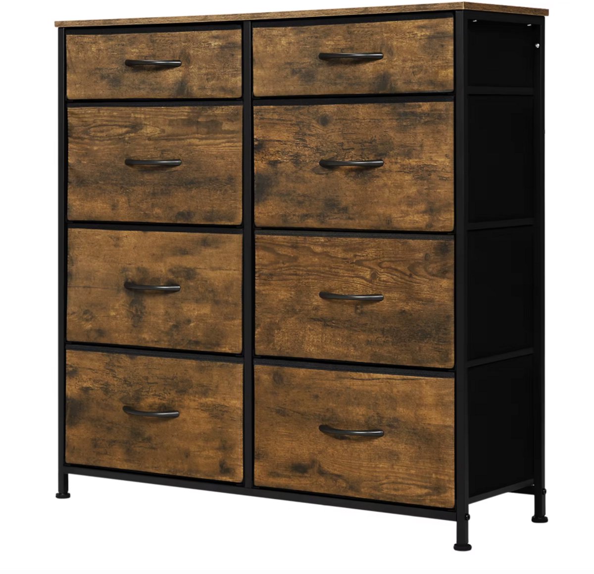 RosaBloom ladekast - Opbergkast - Dressoir - Ladenkastje - 8 lades - 86x30x98 Cm - Industrieel - Zwart/Bruin