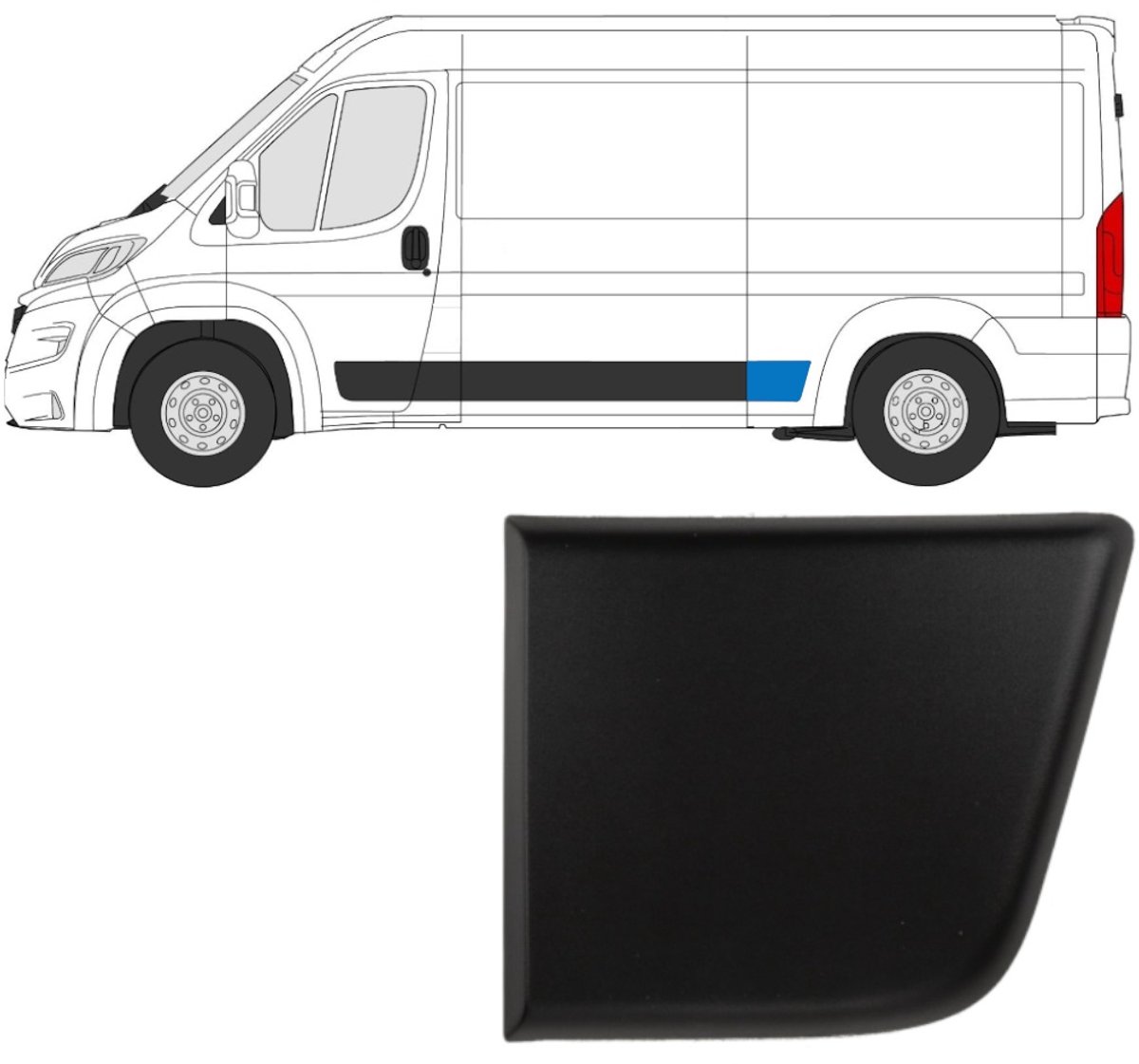 Zijlijst sierlijst achterspatbord voor Opel Movano 2021- / Links