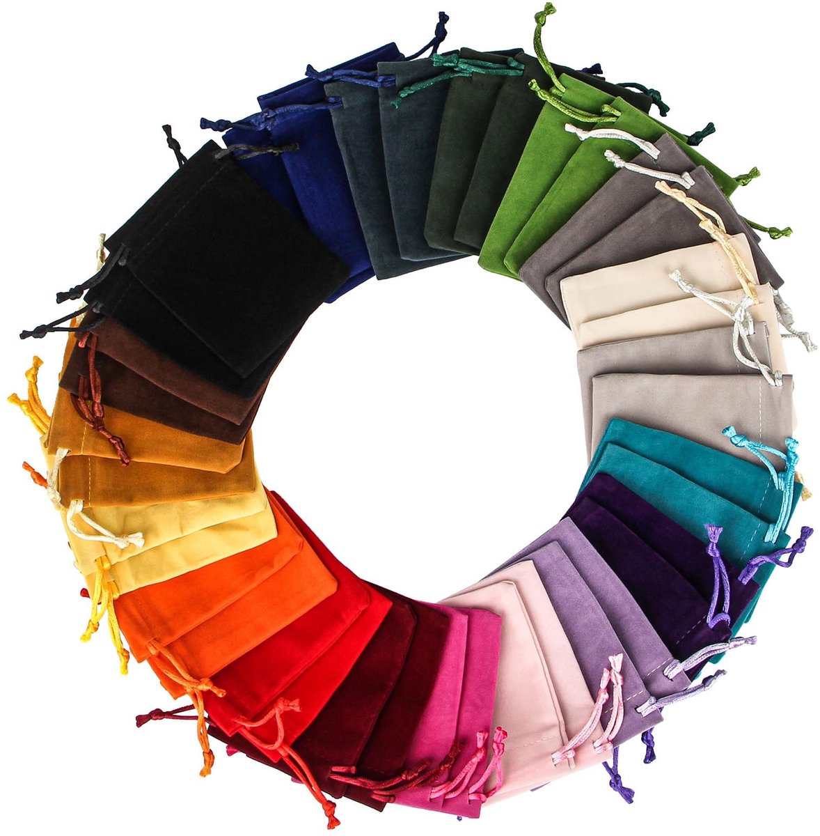 Dailygoods- Sieradenzakjes 38 stuks - Fluwelen Zakjes - 7 x 9 cm - Kleine Stoffen Zakjes - Trekkoord - Bescherming voor Sieraden - Cadeauzakjes