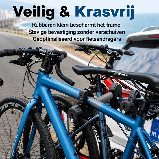 Zilveren Lange Framehouder Fietsendrager Afsluitbaar - 45 cm - Voor 3e Fiets - Universele Fietsklem Caravan & Camper — afbeelding 3