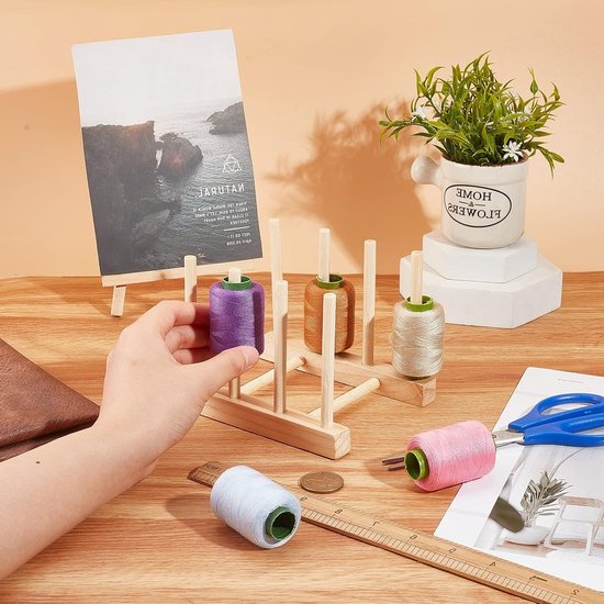 Houten Draadrek voor 8 Spoelen, Draadorganizer voor Borduren en Quilten, Ideaal voor Haarknotjes en Creatieve Projecten — afbeelding 4
