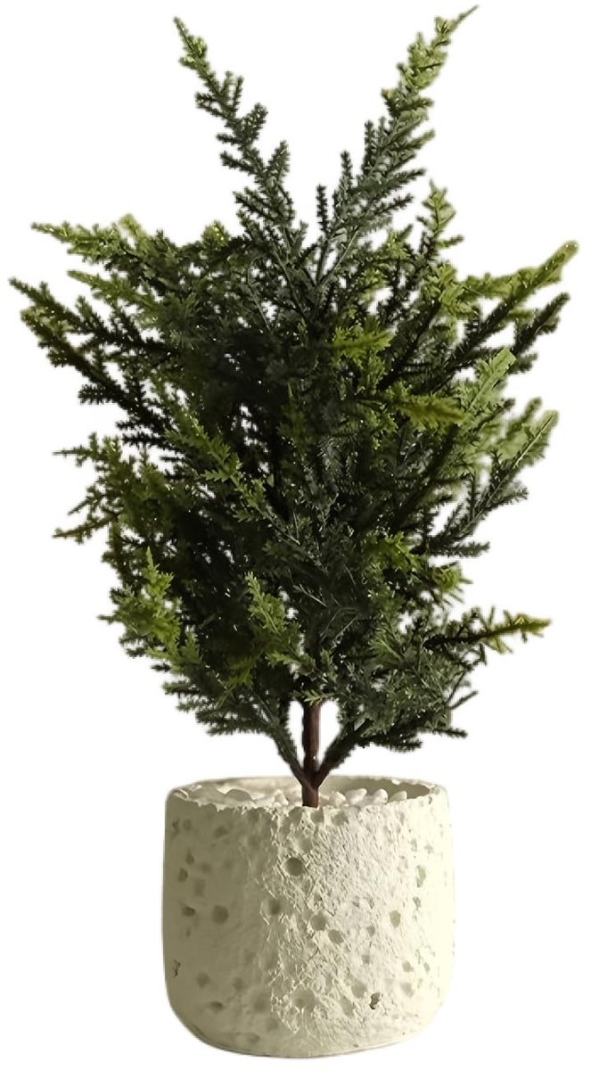 Dailygoods- Kunstplant 32 cm - Realistische decoratieve plant - Kunstplant in pot - Onderhoudsvriendelijk - Duurzaam - Compact formaat - Inclusief lavastil pot - Nepplant