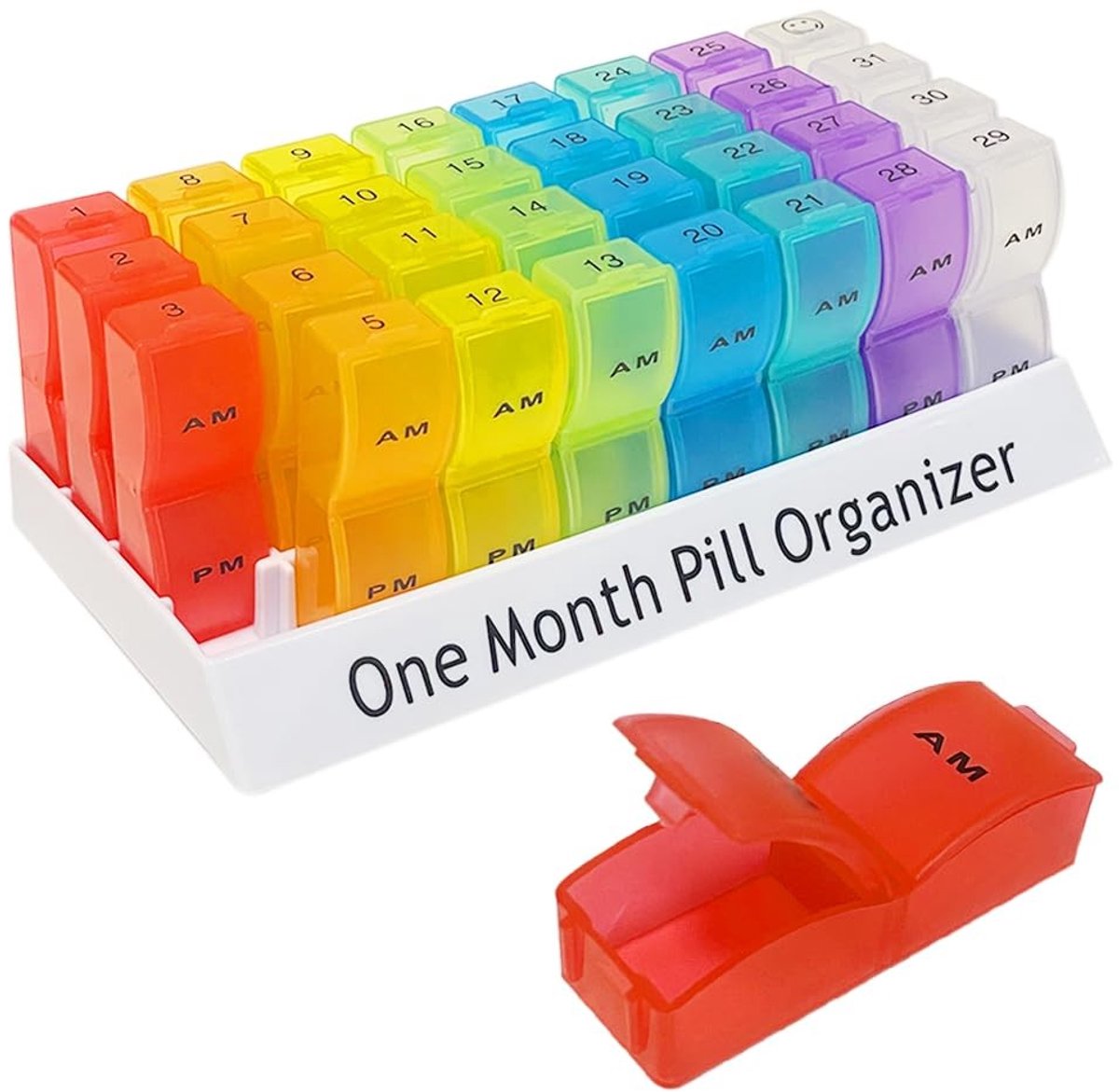 Dailygoods- Pillendoos 31 Dagen - Medicijndoosje 2 Keer per Dag - Grote Capaciteit - Voedselveilig PP-Materiaal - Herbruikbaar - 20.5x10x7cm - Medicijndoos