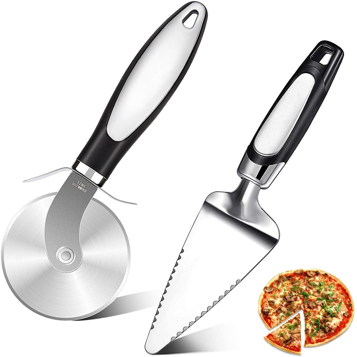 Dailygoods- Komclip - Roestvrij Stalen Komclip - Antislip Siliconen Handgreep - Hittebestendig - Voor Hete Schalen - Ideaal voor Pannen - Pizzasnijder