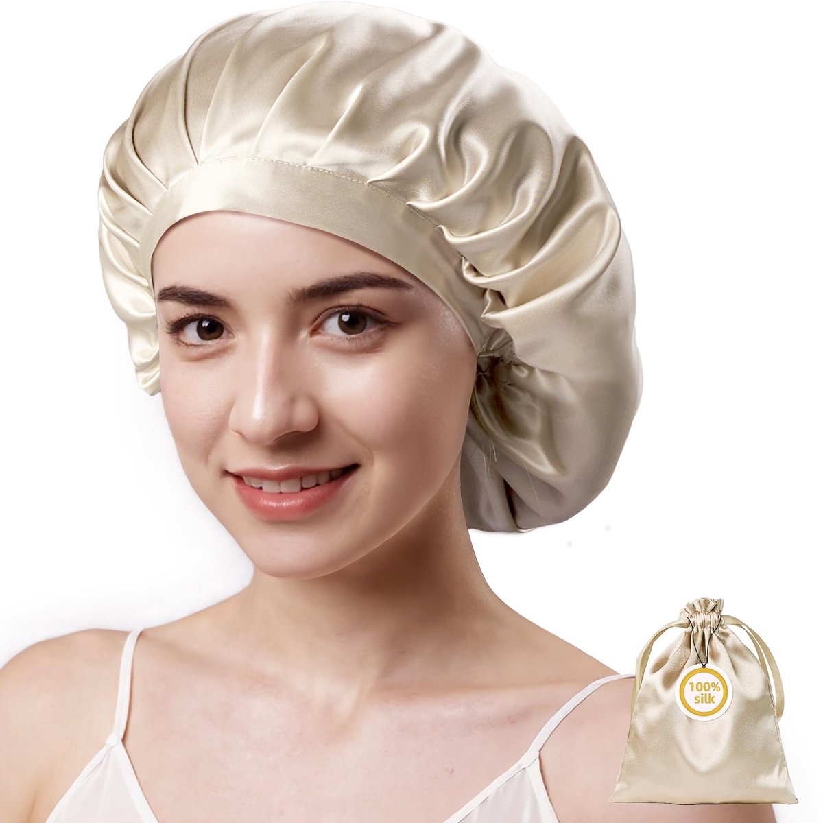 Dailygoods- Slaapmuts 100% Moerbeizijde - Verstelbaar - Dubbelzijdig - Zacht - Ademend - Slipvast - Haarband