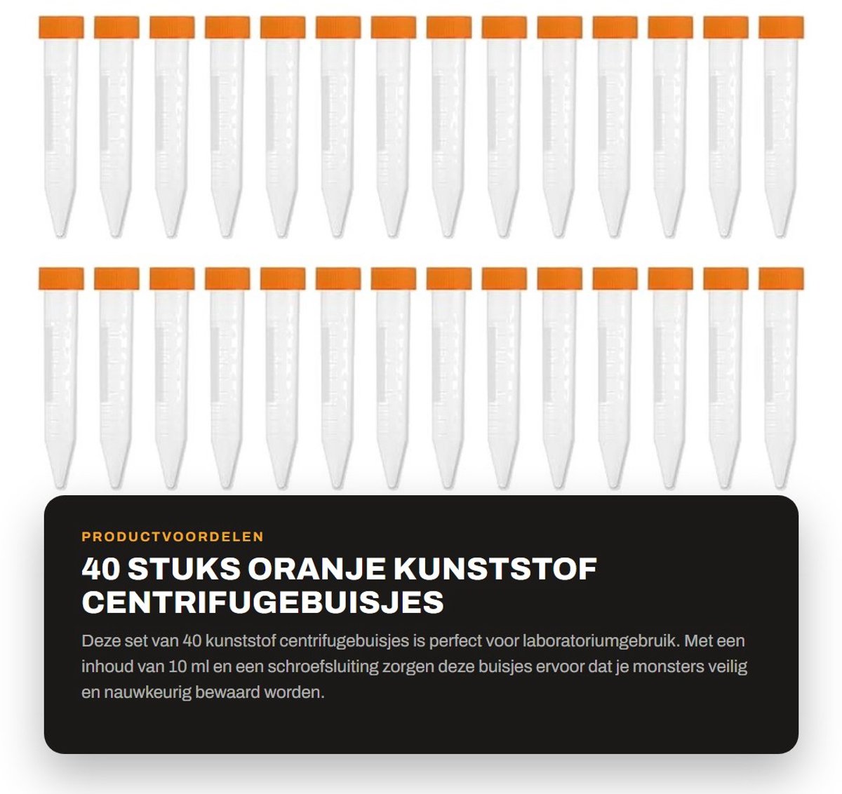Dailygoods- Centrifugebuisjes 10 ml - 40 Stuks - Kunststof - Schroefsluiting - Gegradueerde Monsterhouder - Laboratorium Gebruik - Monsterbuisjes