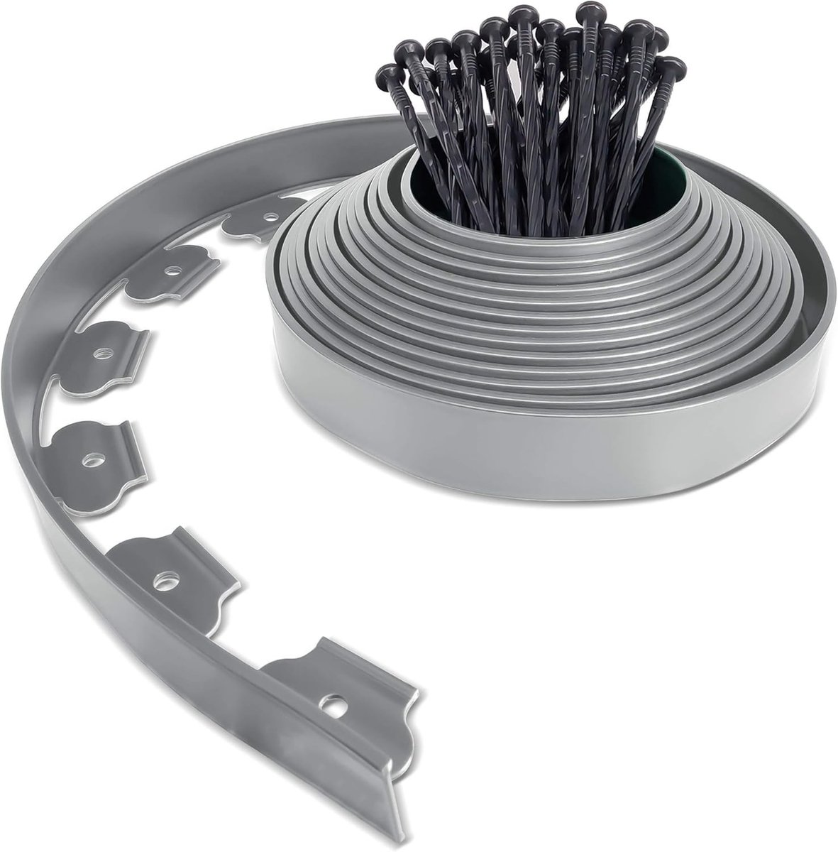 Dailygoods- Tuinrandset 10 m - Flexibele Kunststof Rand - 30 Verankeringsspieken - 5 cm Hoge Borderrand - Decoratieve Tuinrand - Gemakkelijk te Installeren