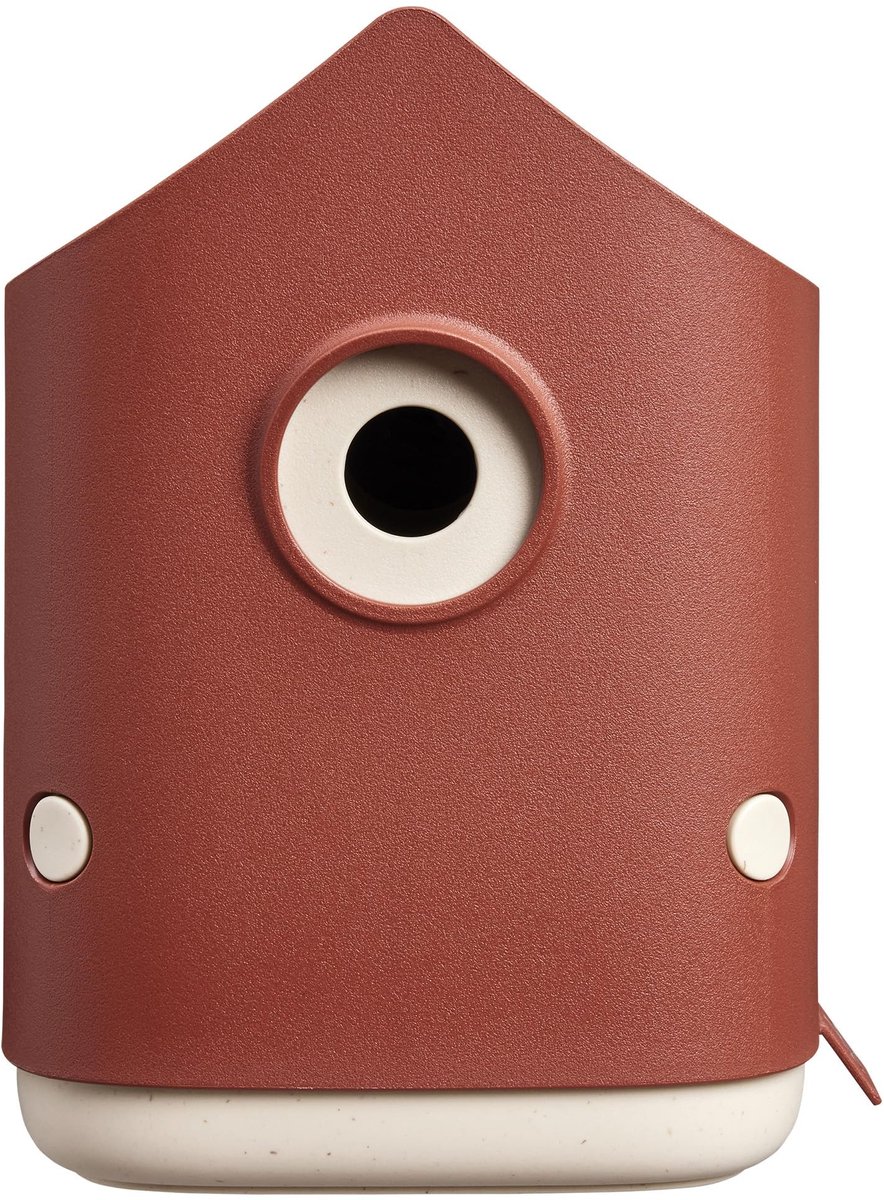 Dailygoods- Vogelhuisje 18cm - Vogelhuisje voor Tuin/Balkon - Geschikt voor 11+ Soorten - 100% Gerecycled Plastic - L17.6 x B18 x H23 cm - Toscaans Rood - Vogelkast