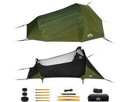 Night Cat Hangmat Outdoor Weerbestendig: Platliggende Hangmattent met Muggennet en Tarp XXL Licht voor 1 Persoon Kamperen Trekken en Tuin