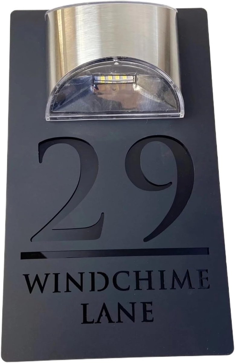 Huisnummer - Adresverlichting - Adres Zichtbaar - Zonne-energie LED - 33 x 20 cm - Zwart