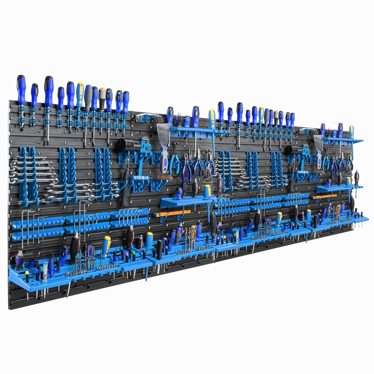 Dailygoods- Gereedschapswand 234 x 78 cm - Werkplaatsrek - Gereedschapshouder - Stapelbakken - Wandmontage - Stofdicht opslag - Gereedschapsrek